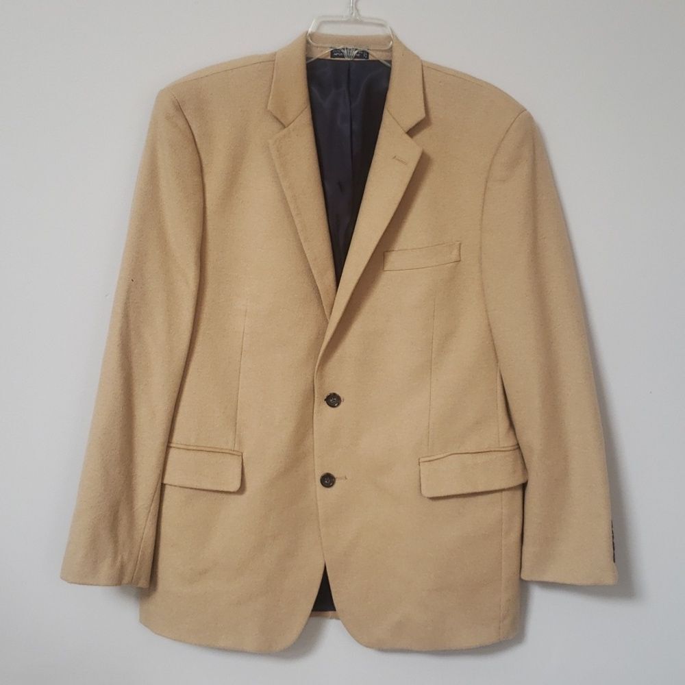 Nautica Sport Coat Men's 42R Cashmere Wool Silk Camel Tan Classic Blazer Office